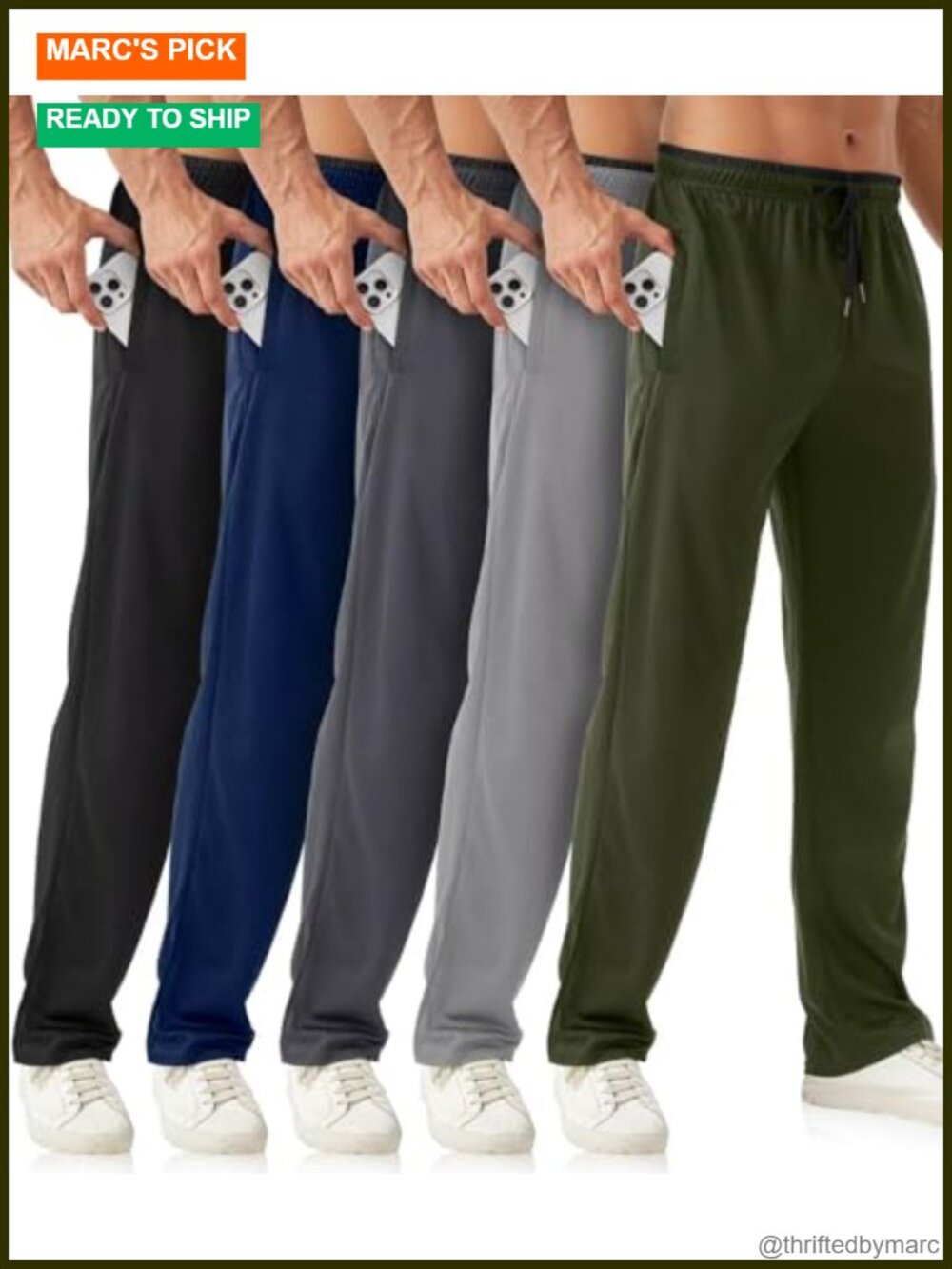 Mens Sweatpants with Zipper Pockets 5 Pack Joggers Athletic Mesh Pants